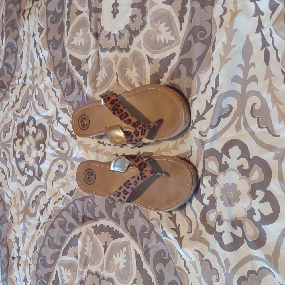 - So leopard 9 wedge sandals